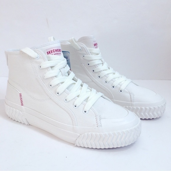 Skechers White Canvas Hi-Tread High Top Platform Causal Sneakers - Picture 2 of 14